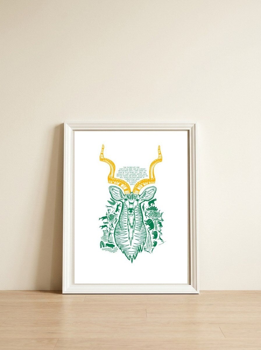 Kudu — framed, leaning against the wall