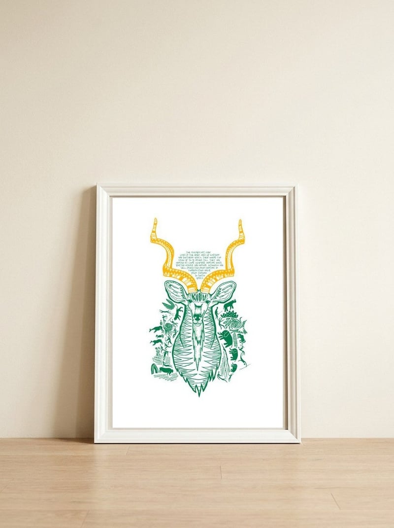 Kudu — framed, leaning against the wall
