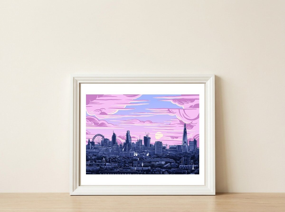 London — framed, leaning against the wall