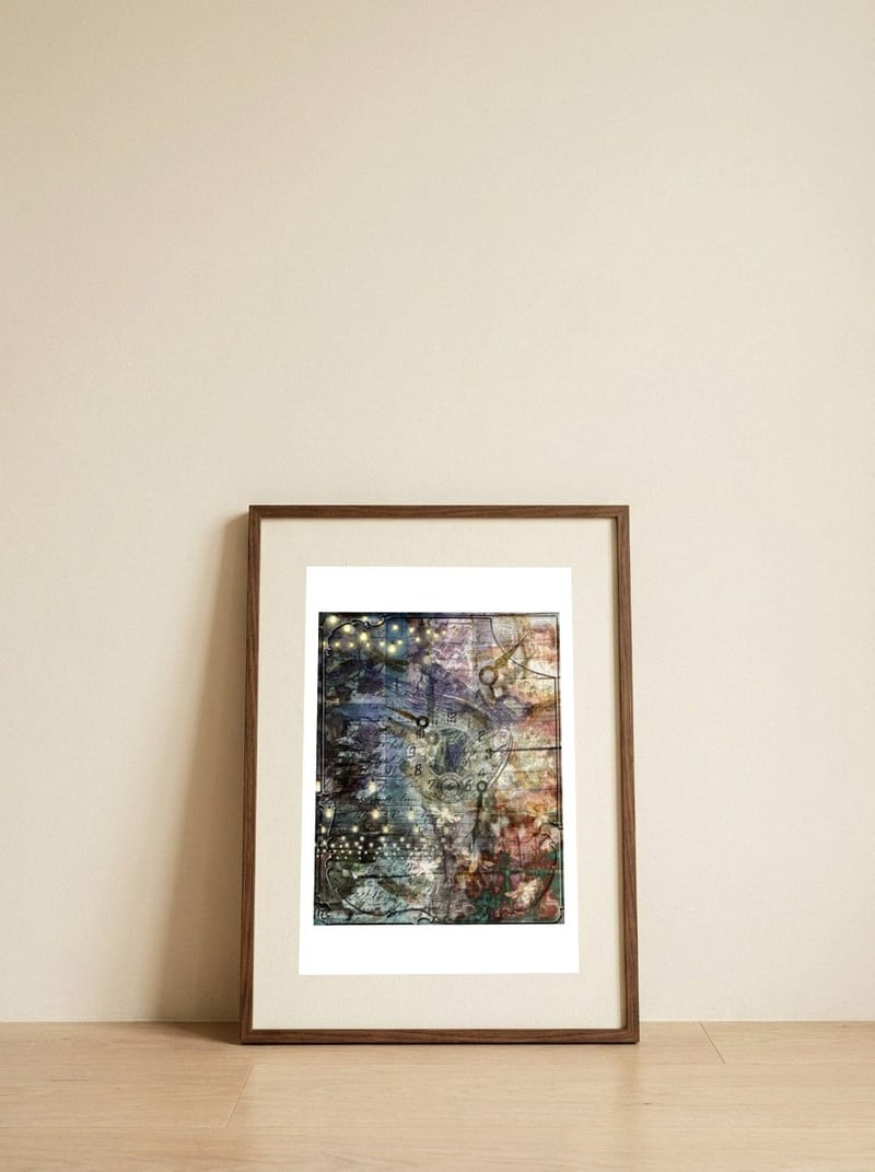 Time Flies — framed, leaning against the wall