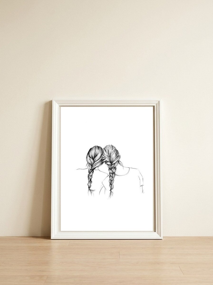 Braids — framed, leaning against the wall