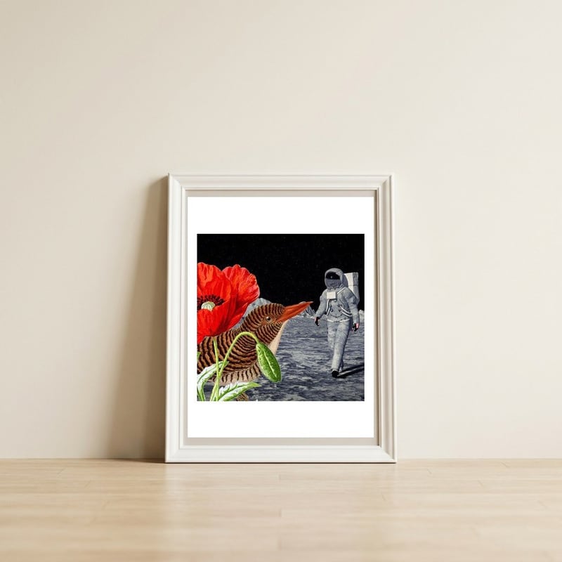 Bird On The Moon  — framed, leaning against the wall
