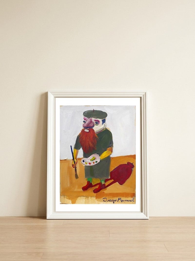 the painter — framed, leaning against the wall