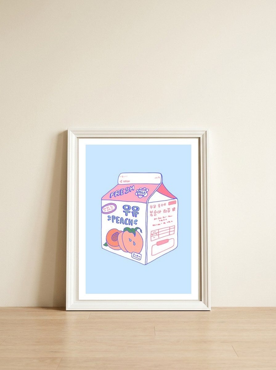 Peach Milk — framed, leaning against the wall