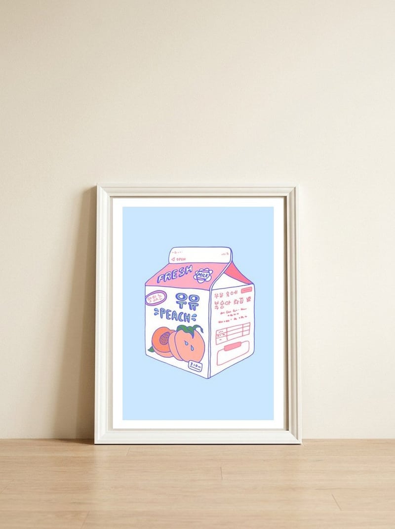 Peach Milk — framed, leaning against the wall