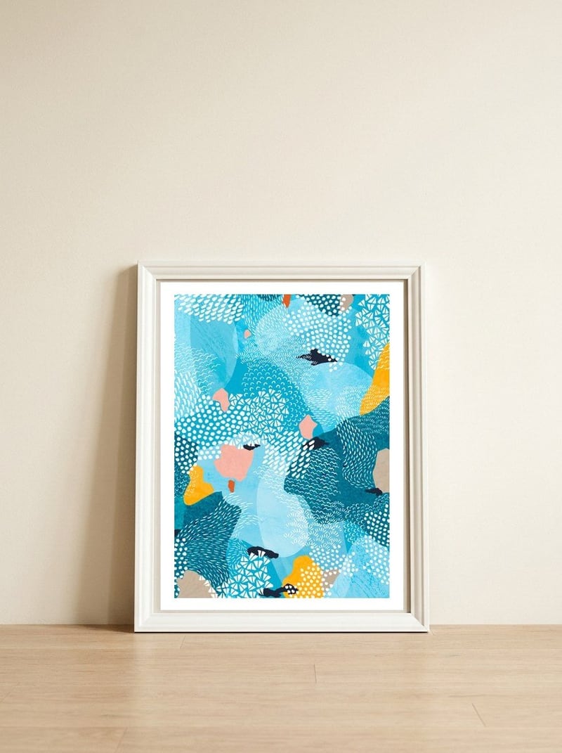 Calm — framed, leaning against the wall