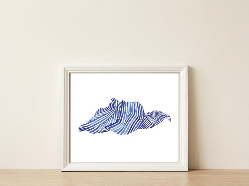 Waves — framed, leaning against the wall