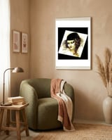 Renaissance women with baseball cap framed in a tender room thumbnail