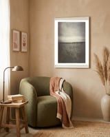 Bleak winter landscape of Saddleworth Moor  framed in a tender room thumbnail