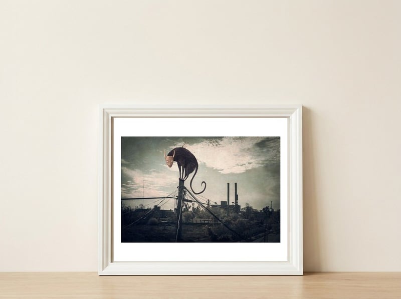 Bicho volador — framed, leaning against the wall