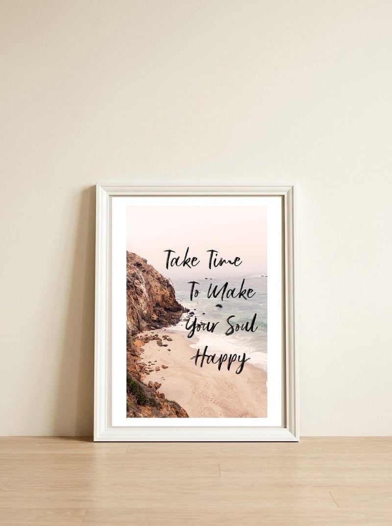 Take Time — framed, leaning against the wall