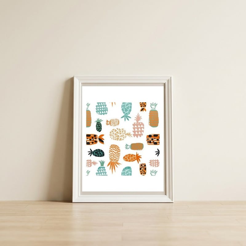Crazy Pineapples Art Print — framed, leaning against the wall