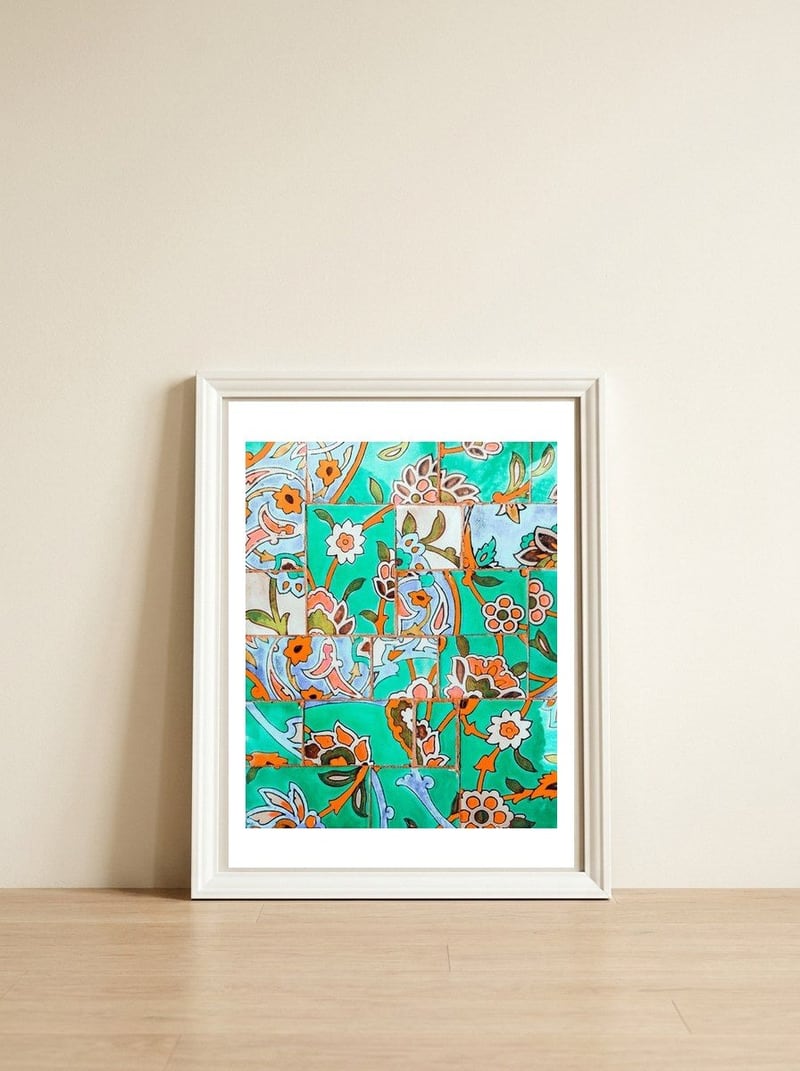 Floral Morocco — framed, leaning against the wall