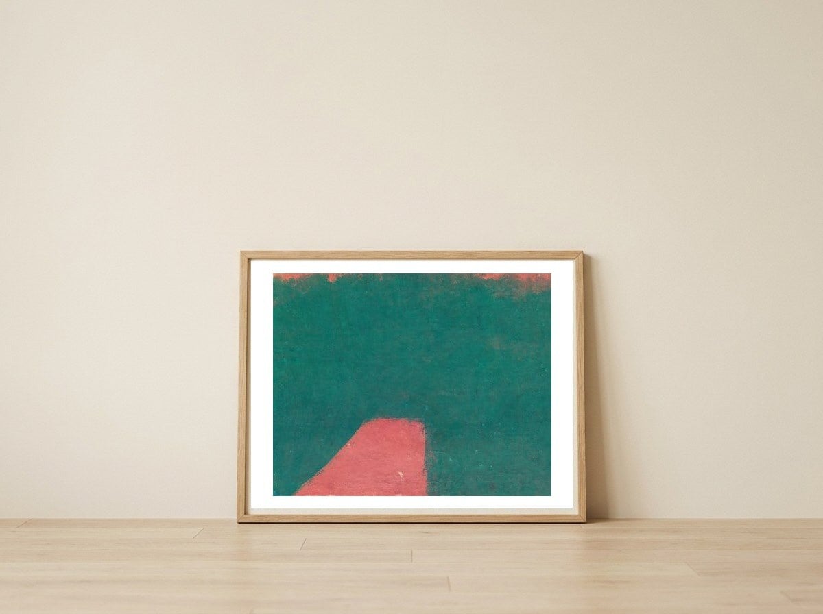 Doubtful — framed, leaning against the wall