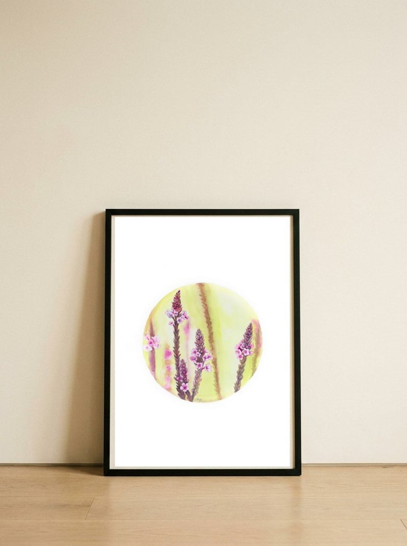 Circular Verbena — framed, leaning against the wall