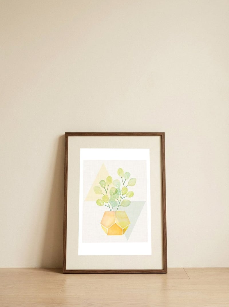 Geometry and House Plant — framed, leaning against the wall