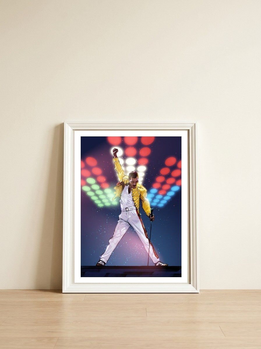 Freddie Mercury — framed, leaning against the wall