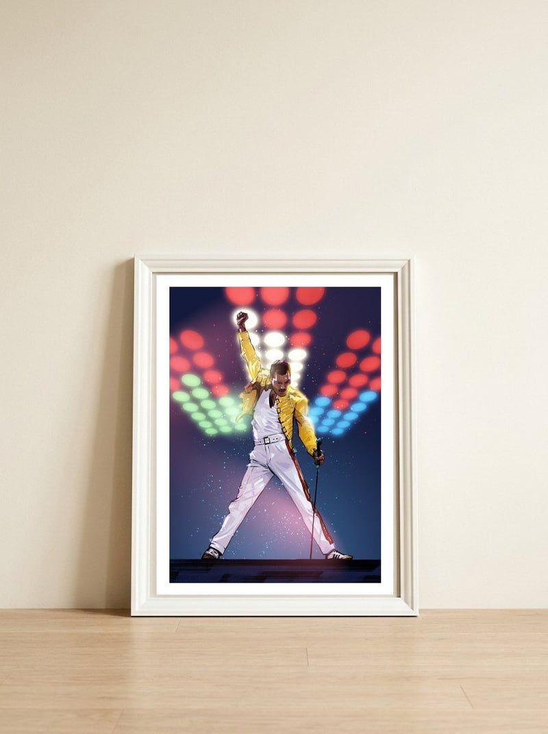Freddie Mercury — framed, leaning against the wall
