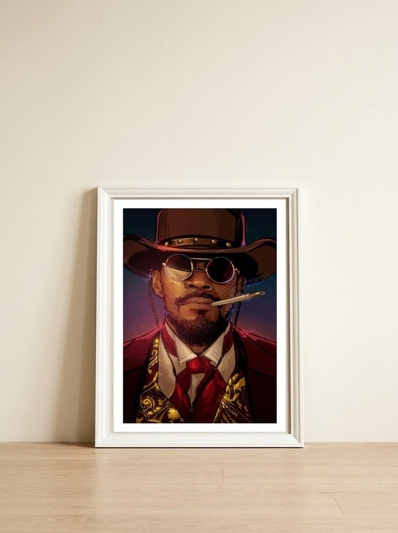 Django — framed, leaning against the wall