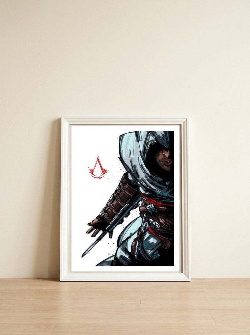 Assasins Creed — framed, leaning against the wall
