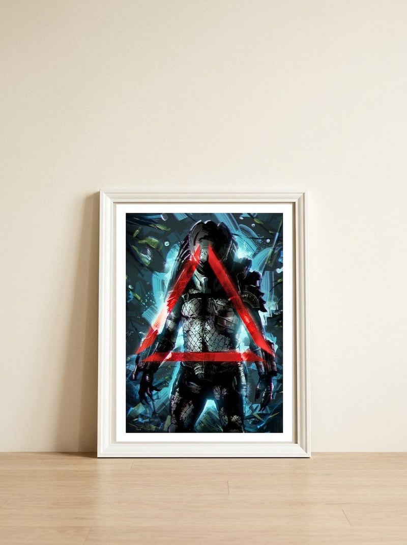 Predator — framed, leaning against the wall