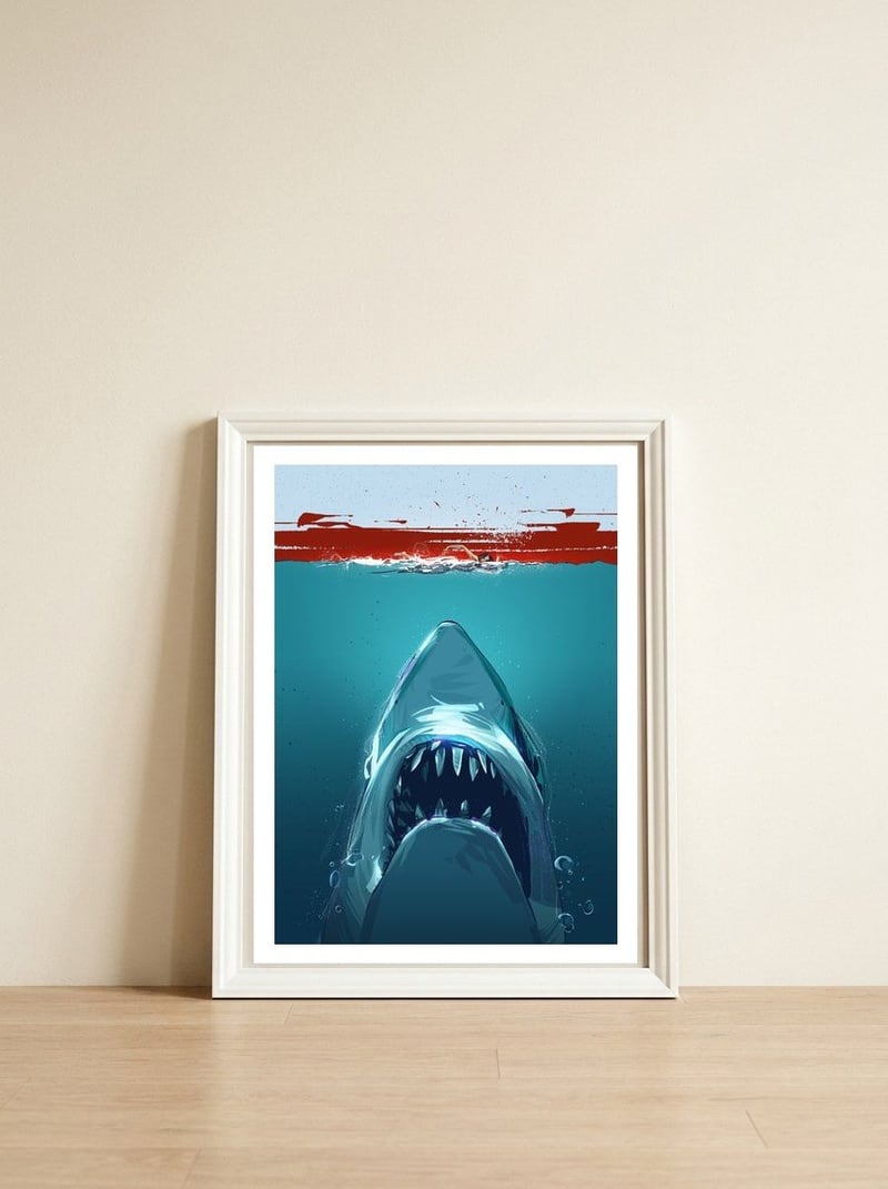 JAWS — framed, leaning against the wall