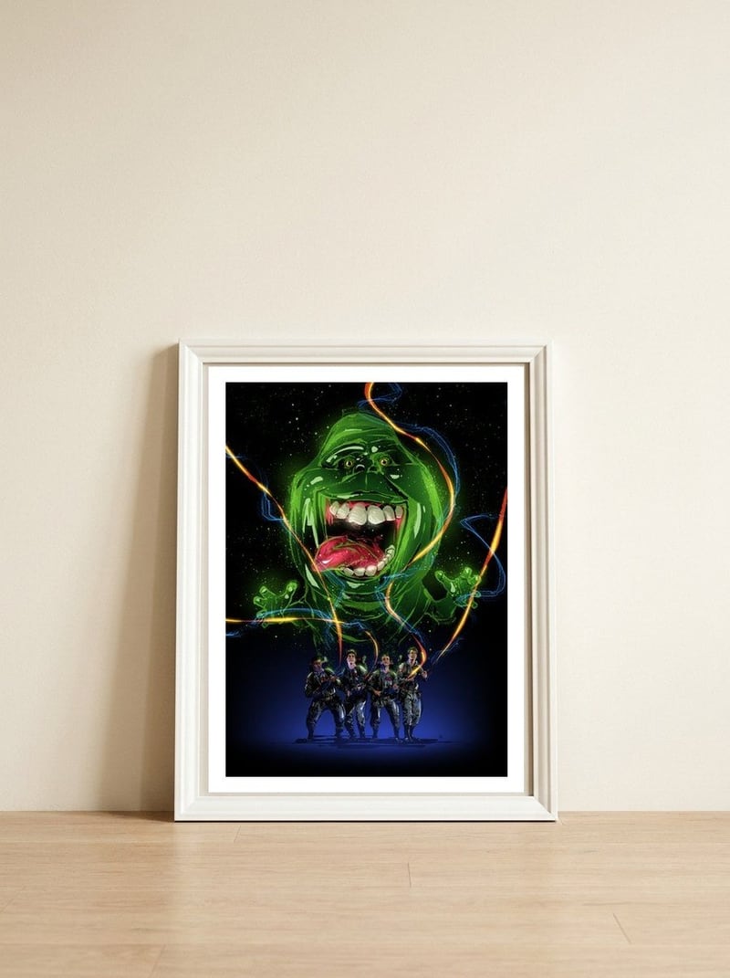 Ghostbusters — framed, leaning against the wall