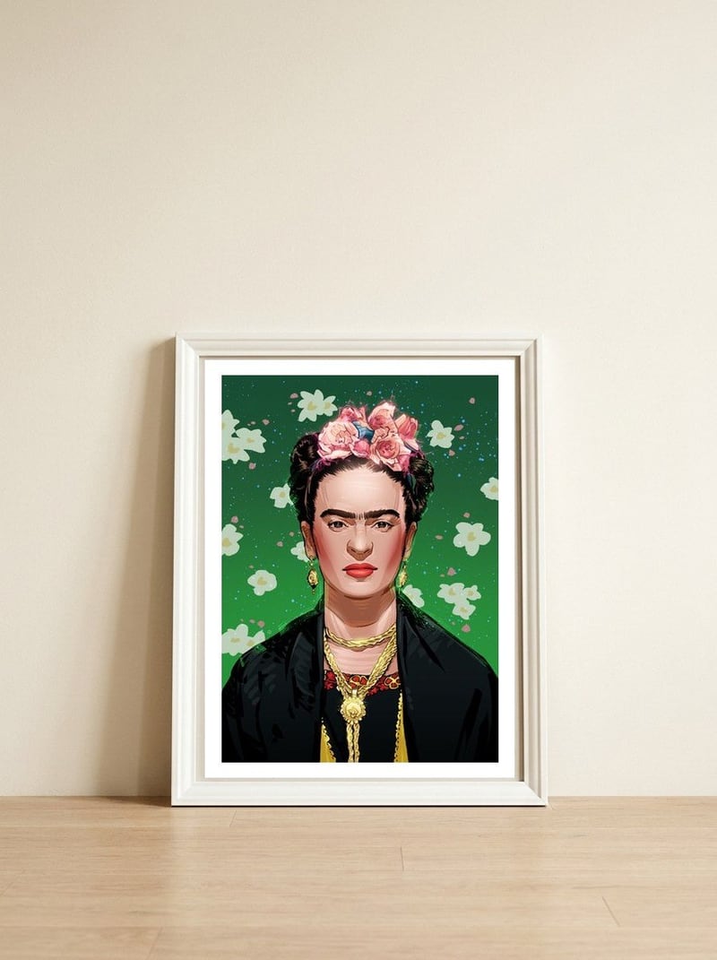 Frida Kahlo — framed, leaning against the wall