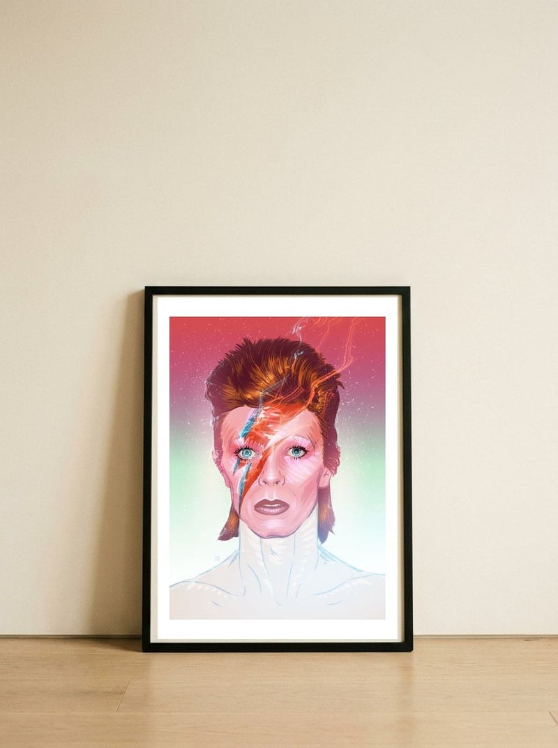 David Bowie Ziggy Stardust — framed, leaning against the wall